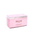 Une boîte rectangulaire rose marquée « AILKE » avec bordure argentée. Le texte « SUPER WHITENING » et un libellé supplémentaire sont visibles sur le côté de la boîte. L'emballage a un aspect métallique brillant et est photographié sur un fond blanc.