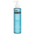 Neutrogena Hydro Boost nettoyant Aqua-Gel Hydratant, dans un flacon pompe bleu avec un bouchon blanc, présenté sur fond transparent. Le texte sur le flacon est en français et en anglais, mettant en valeur les propriétés hydratantes et nettoyantes de l'acide hyaluronique.