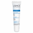 Un tube de Baume Réparateur Uriage Bariéderm Cica-Lèvres est représenté, d'un volume de 15 millilitres. Le tube blanc comporte un texte bleu détaillant les fonctions du baume telles que la réparation, l'isolation et l'apaisement des lèvres endommagées.