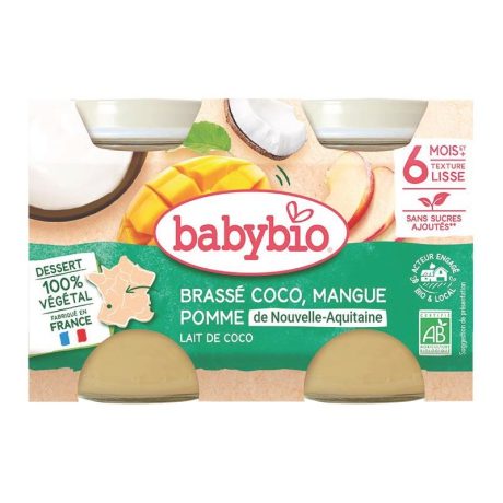 babybio petit pot brassé coco mangue et ananas bio dès 6 mois | 2x130g