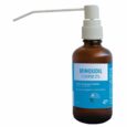 Un flacon marron avec une buse de pulvérisation blanche étiqueté « Minoxidil Cooper 2% ». L'étiquette indique qu'il s'agit d'une solution topique contre la chute des cheveux (alopécie) et contient 60 ml. L’emballage est de couleurs bleues et blanches avec une écriture française décrivant l’utilisation du produit.