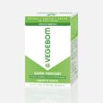 Une boîte de savon VEGETBOM au packaging vert et blanc, labellisée "Savon Purifiant" pour les peaux normales et à problèmes. Il se démarque par son caractère végétal, 100% naturel et apporte une fraîcheur immédiate. Le texte comprend des instructions en français et des détails sur le produit.