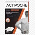 L'image présente une boîte de ACTIPOCHE Patchs Chauffants Soulage et Decontracte Rapidement / Douleurs Musculaires et Articulaires 2 Patchs Format 9,5 x 13cm conçus pour soulager les douleurs musculaires et articulaires. La boîte représente une personne se tenant le bas du dos et mentionne « 8h de chaleur continue », indiquant une chaleur continue pendant 8 heures. La boîte contient deux patchs.