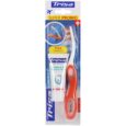 emballage d'un set brosse à dents et dentifrice trisa. l'ensemble comprend une brosse à dents à manche orange et un petit tube de dentifrice portant l'étiquette « complete protection advanced ». l'emballage met en avant une « super promo » et affiche une icône d'avion suggérant une utilisation en voyage.