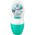 un flacon de protection anti transpirante balea 5 en 1, offrant une protection de 48 heures. le design présente un dessus blanc et un dessous bleu sarcelle. le texte sur le flacon met en évidence des caractéristiques telles qu'une protection efficace et un soin doux de la peau, sans alcool.