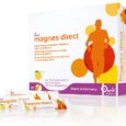 une boîte de compléments alimentaires « magnes direct » de denk nutrition, représentant la silhouette d'une personne en mouvement. l'emballage met en valeur les bienfaits du magnésium pour les muscles, le cœur et les nerfs. comprend 30 sachets, avec 400 mg de magnésium par bâtonnet, fabriqués en allemagne.
