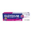 une boîte de dentifrice elgydium kids pour les enfants de 3 à 6 ans au goût grenadine. l'emballage présente un personnage de dessin animé et met l'accent sur les propriétés protectrices avec une protection de 96 % des ingrédients contre les caries.