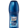 flacon bleu de déodorant anti transpirant à bille balea men fresh. l'étiquette comporte un texte en allemand et met en avant la protection 48 heures et la formule sans alcool.