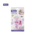 emballage pour attache tétine momeasy, adapté aux nourrissons de 0 mois et plus. l'attache est rose avec un motif en étoile. elle est sans bpa et possède des caractéristiques anti chute. une photo d'un bébé utilisant l'attache est visible sur l'emballage.