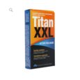 boite de complément alimentaire titan xxl avec inscription "action prolongée". emballage bleu et orange mentionnant les bienfaits pour une meilleure érection et une augmentation de la testostérone. contient 20 comprimés à libération prolongée.