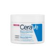 un pot de crème hydratante cerave pour peaux sèches à très sèches. l'étiquette met en avant les céramides essentiels et l'acide hyaluronique comme ingrédients. l'emballage est blanc avec du texte bleu et noir, contenant 12 oz (340 g) de produit.