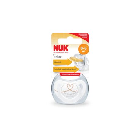 nuk star sucette en silicone orthodontic 0 6 mois couleur variable