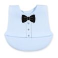 hao fu bavoir avec récupérateur en silicone bleu